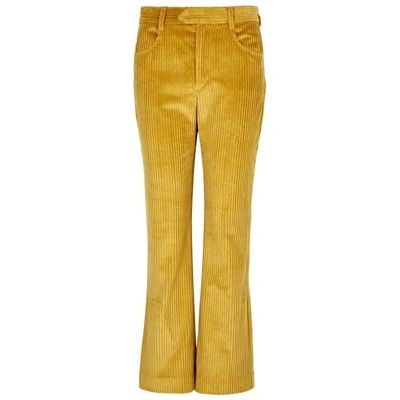 Shop Isabel Marant Yellow Cropped Corduroy Trousers