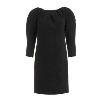 Shop Wtr  Vera Black Padded Shoulder Wool Dress