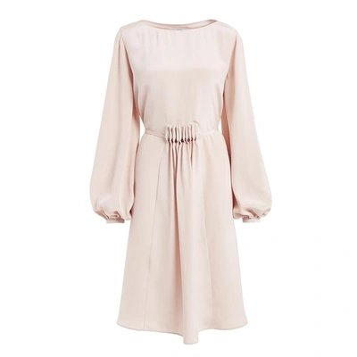 Shop Wtr  Katsina Cream Long Sleeve Knee Length Silk Dress