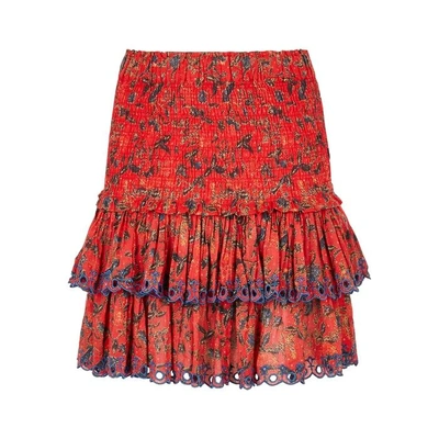 Shop Isabel Marant Étoile Naomi Printed Cotton Mini Skirt In Red