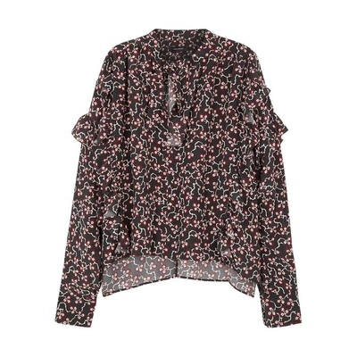 Shop Isabel Marant Libel Floral-print Silk Top In Black