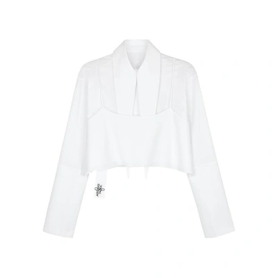 Shop Absence Of Paper Page Eight Layer Cake Cropped Cotton Shirt In White