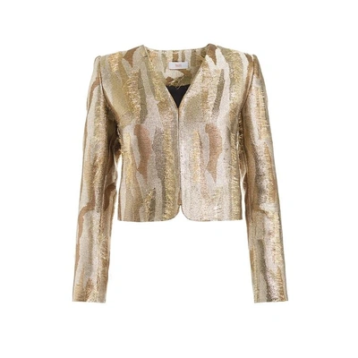 Shop Wtr  Braque Gold Cropped Jacquard Jacket