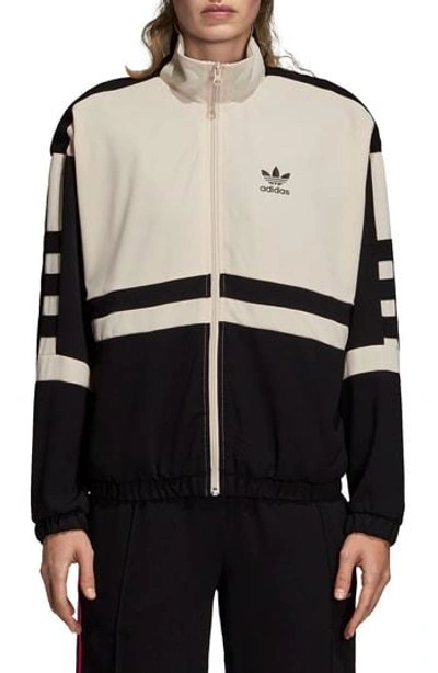 Shop Adidas Originals Moto Track Jacket In Black/ Linen