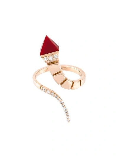 Shop Anapsara Temptation Diamond And Coral Ring In Metallic