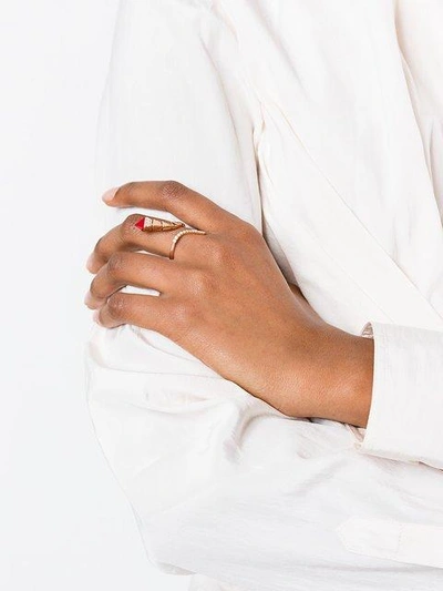 Shop Anapsara Temptation Diamond And Coral Ring In Metallic