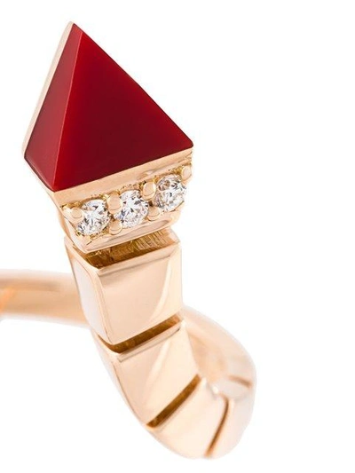 Shop Anapsara Temptation Diamond And Coral Ring In Metallic