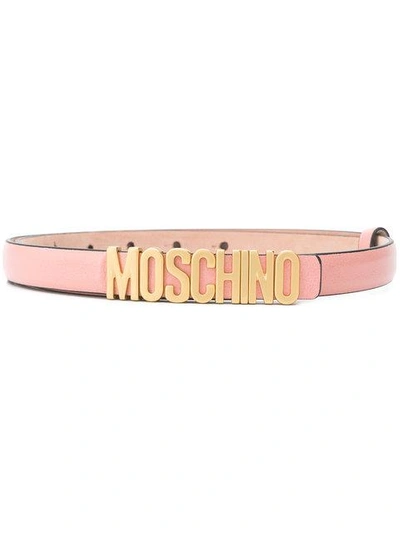 Shop Moschino Logo Plaque Belt - Pink