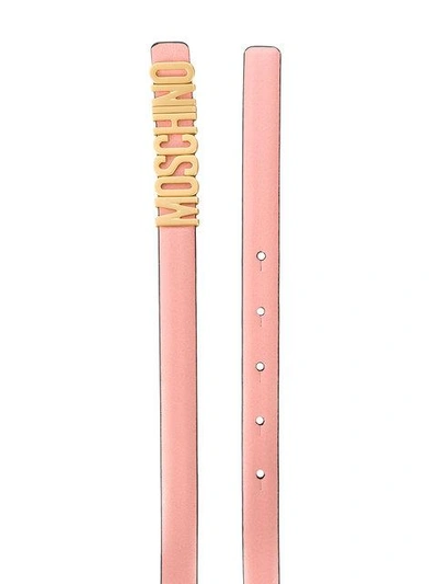 Shop Moschino Logo Plaque Belt - Pink