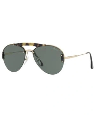 Shop Prada Sunglasses, Pr 62us 32 In Medium Havana/pale Gold / Light Green