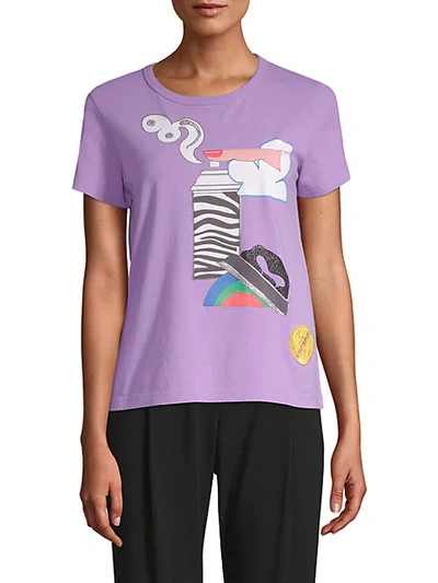 Shop Marc Jacobs Graphic Short-sleeve Cotton Tee In Light Purple