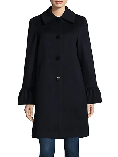 Shop Sofia Cashmere Shirred Sleeve Coat In Navy