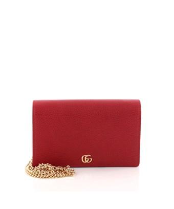 gucci petite marmont wallet on chain red