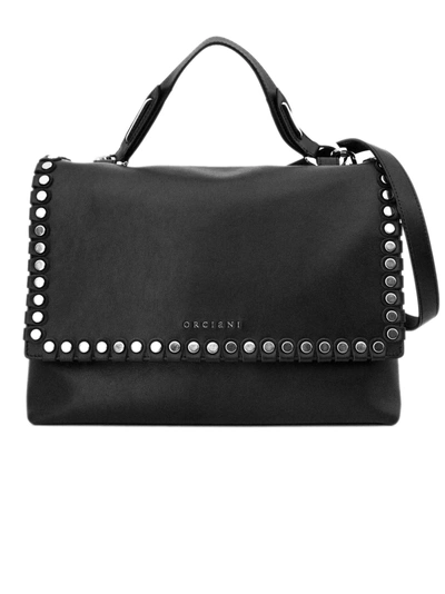 Shop Orciani Black Leather Kate Medium Bag. In Nero
