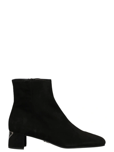 Shop Prada Logo Plaque Ankle Boots In F0002