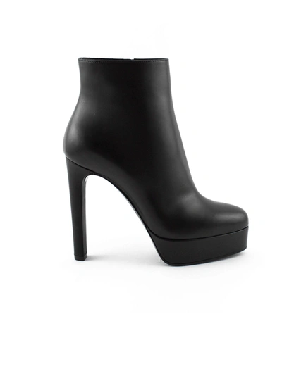 Shop Casadei Black Leather Ankle Boots With "linda" Plateau. In Nero