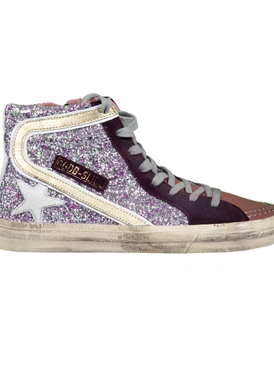 Shop Golden Goose High-cut Glittered Sneakers In Tcyclamin Glitter White Star