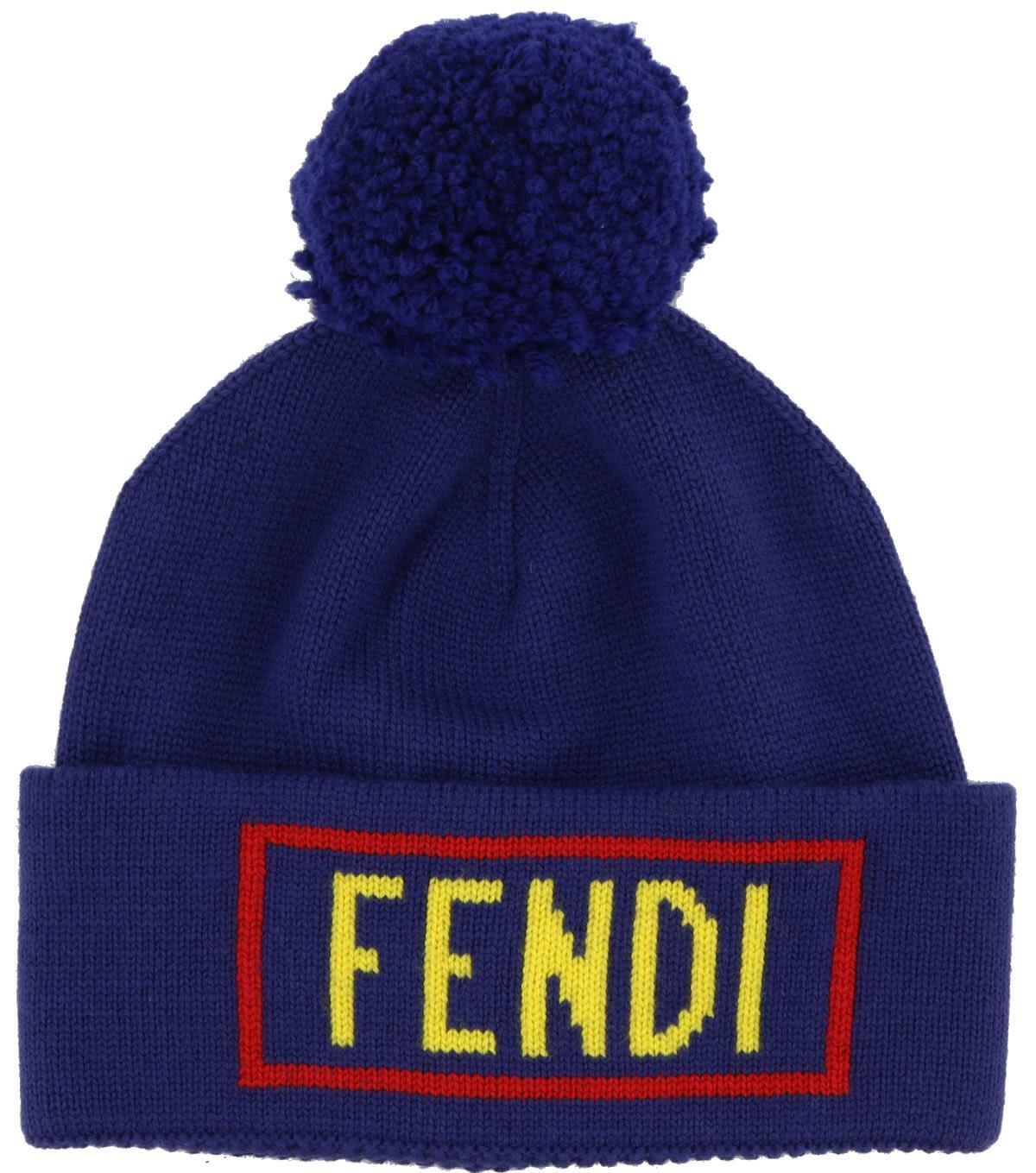 Fendi Logo Patch Beanie Hat In F0qa2-blue | ModeSens