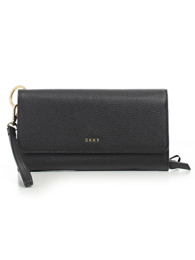Shop Dkny Pebbled Carryall Continental Wallet In Blk Black