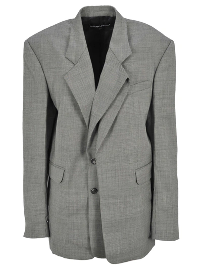 Shop Y/project Y-project Jacket Oversize In Grey Check