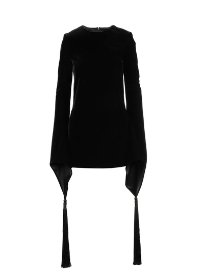 Shop Saint Laurent Long Sleeve Mini Dress In 1000