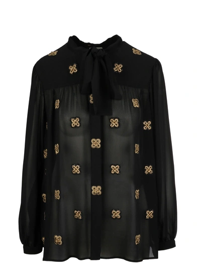 Shop Saint Laurent Embellished Blouse In 1000