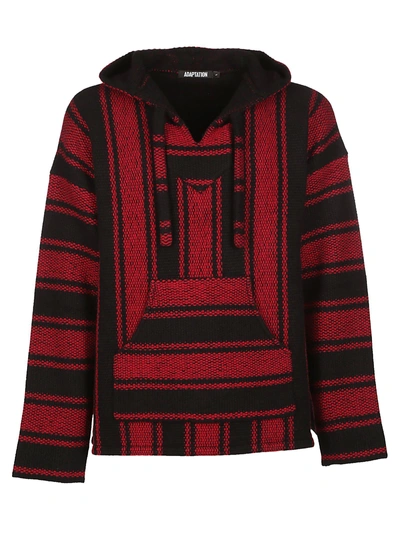 Shop Adaptation Striped Hooded Sweater In Red Black