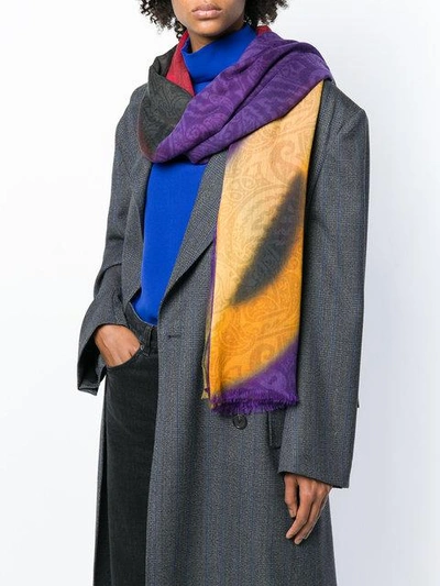 Shop Etro Cashmere Paisley Print Scarf In Yellow