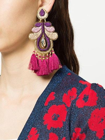Shop Mercedes Salazar Curubas Fringe Drop Earrings - Metallic