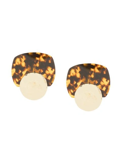 Shop Vanda Jacintho Tortoiseshell Geometric Earrings In Brown