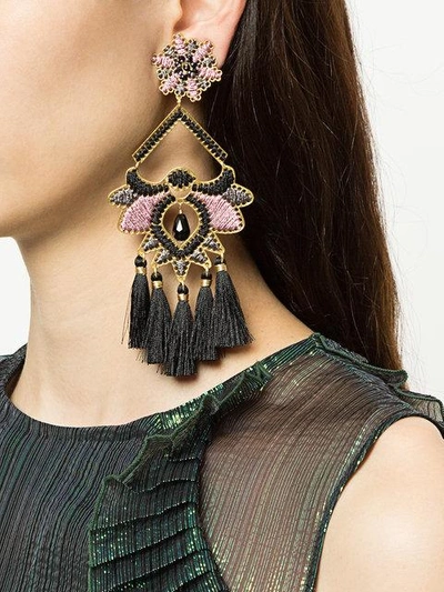 Shop Mercedes Salazar Paramo Rose Fringe Drop Earrings In Metallic