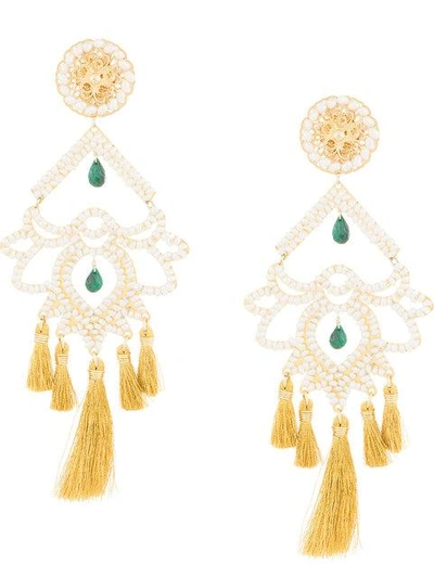 Shop Mercedes Salazar Paramo Nieve Fringe Drop Earrings In Metallic