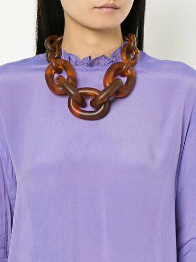 Shop Vanda Jacintho Tortoiseshell Oversized Cable Chain Necklace In Brown