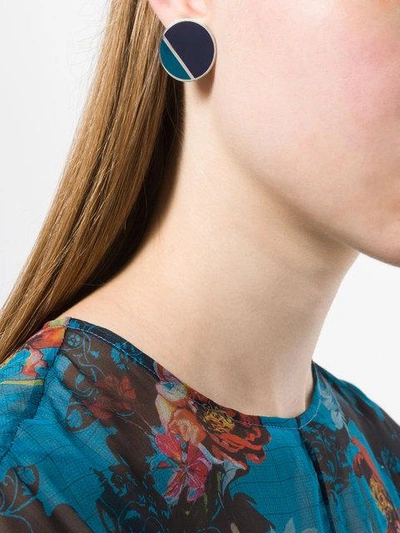 Shop Lanvin Geometric Contrast Earrings - Black