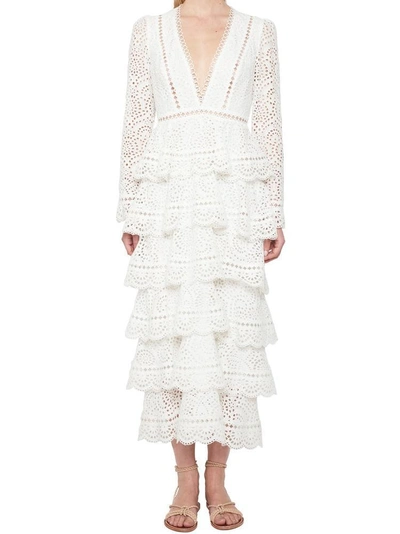 Shop Zimmermann Lace Layered Dress In White