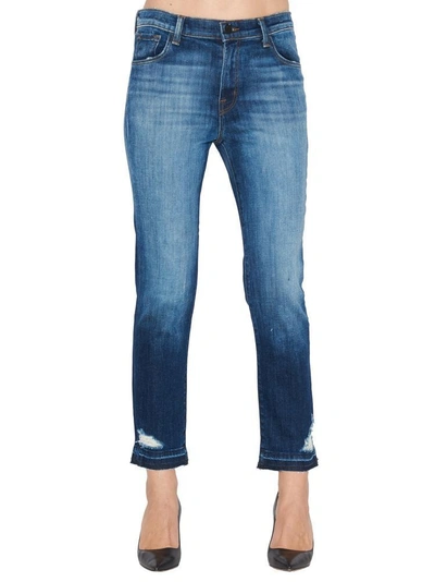 Shop J Brand Ruby High Rise Cropped Jeans In Blue