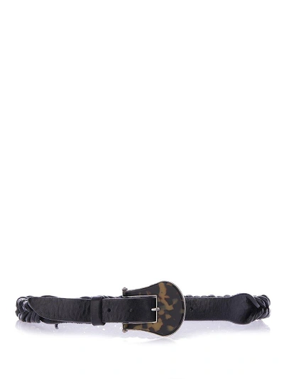 Shop Golden Goose Deluxe Brand Woven Leather Belt In Black