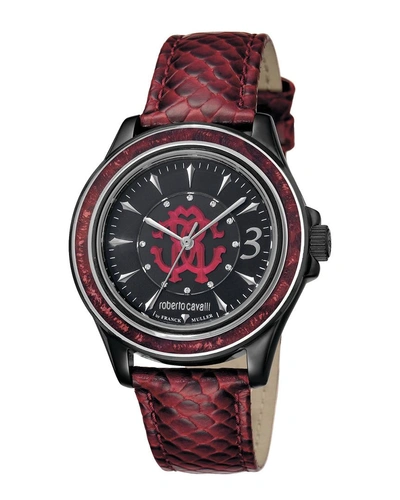 Shop Roberto Cavalli Calfskin Leather Watch In Nocolor