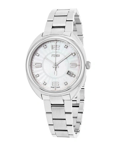 Shop Fendi 'momento' Diamond Marker Watch In Nocolor