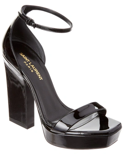 Shop Saint Laurent Amber 105 Patent Platform Sandal In Black