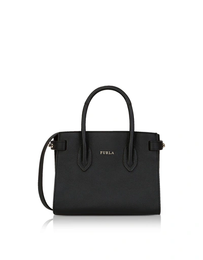 Shop Furla Pin Mini Tote Bag W/shoulder Strap In Onyx