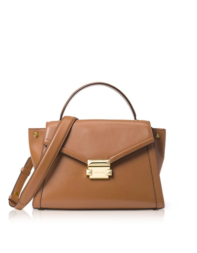 Shop Michael Kors Whitney Medium Leather Satchel In Acorn