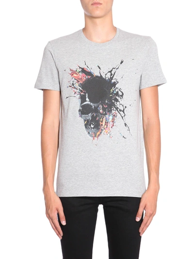 Shop Alexander Mcqueen Skull Printed T-shirt In Grigio