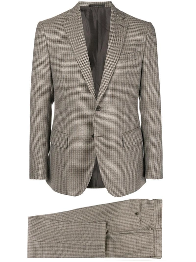 Shop Caruso Checked Classic Suit - Brown