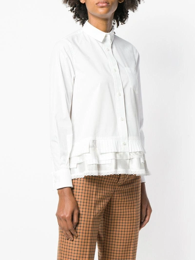 Shop Sacai Ruffled Hem Shirt - White