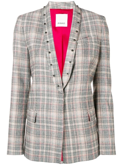 Shop Pinko Prince Of Wales Check Blazer In Neutrals