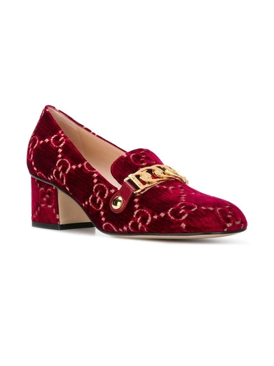 Shop Gucci Sylvie Gg Mid-heel Pumps - Red