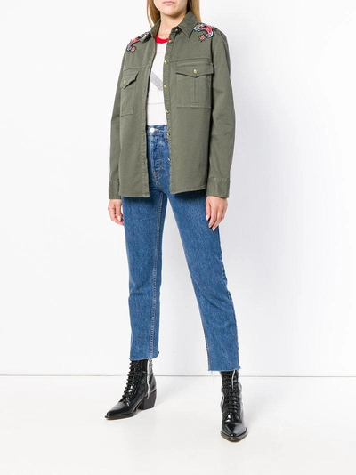 Shop Pinko Embroidered Shoulders Shirt In Green