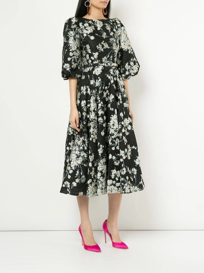 Shop Co Floral Flared Midi Dress - Black