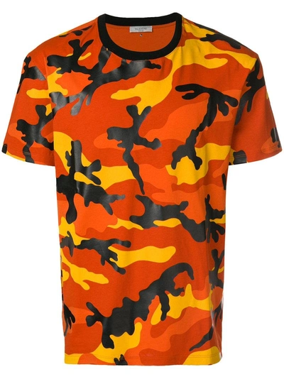 Shop Valentino Camouflage Print T-shirt - Orange